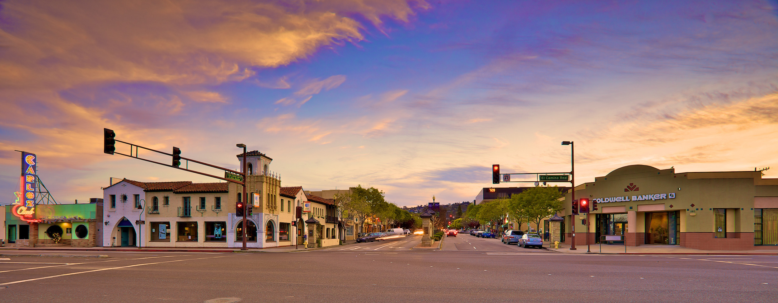 Downtown San Carlos at twilight